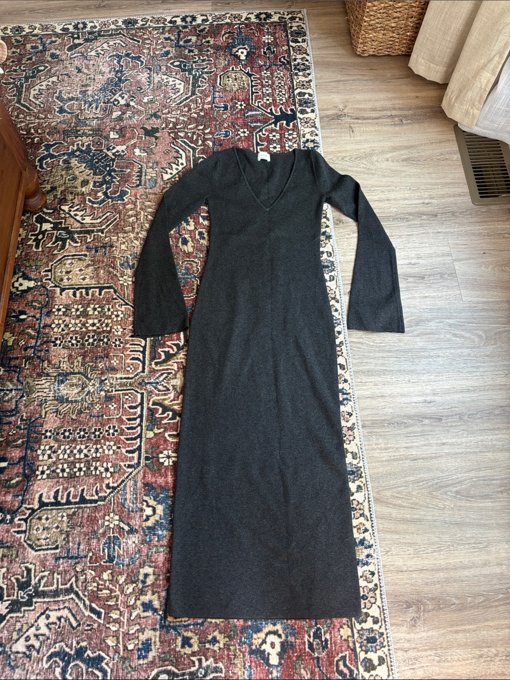 Aritzia Wilfred Black V-Neck Knit Dress